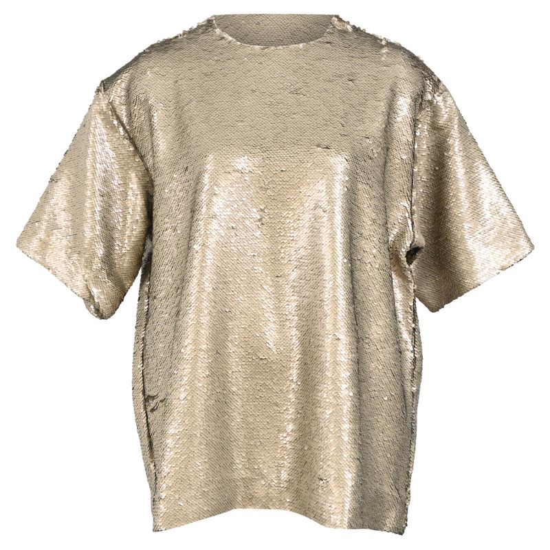 The Frankie Shop Jones Boxy Tee In Bronze Sequins